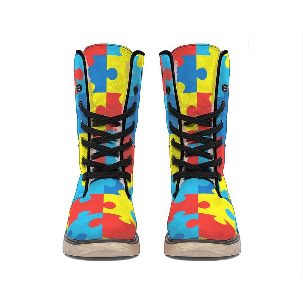 Autism Awareness Pattern Print Winter Boots