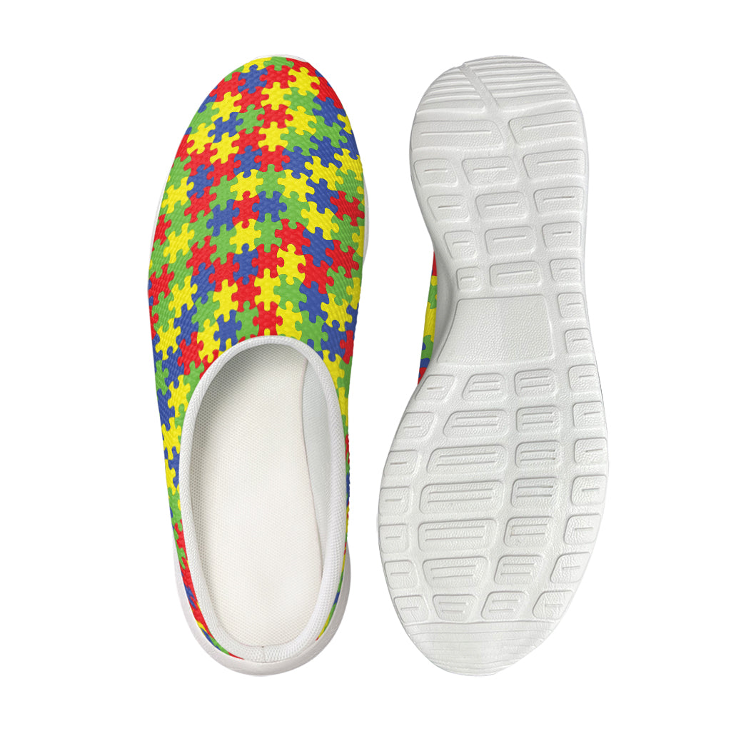 Autism Awareness Puzzle Pattern Print Mesh Casual Shoes