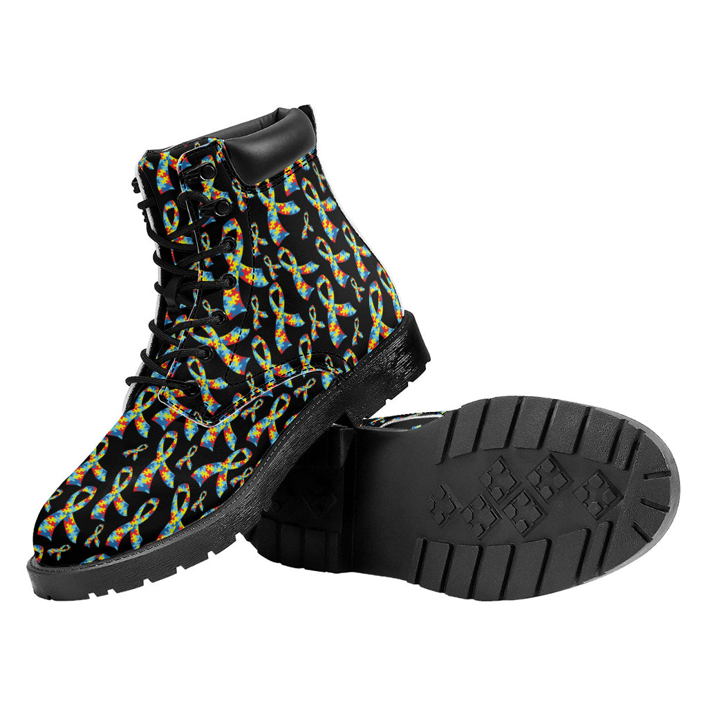 Autism Awareness Ribbon Pattern Print Work Boots