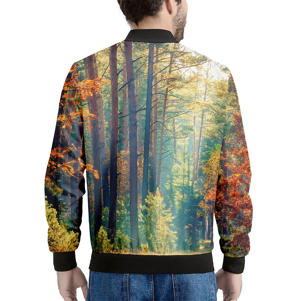 Autumn Forest Print Men's Bomber Jacket