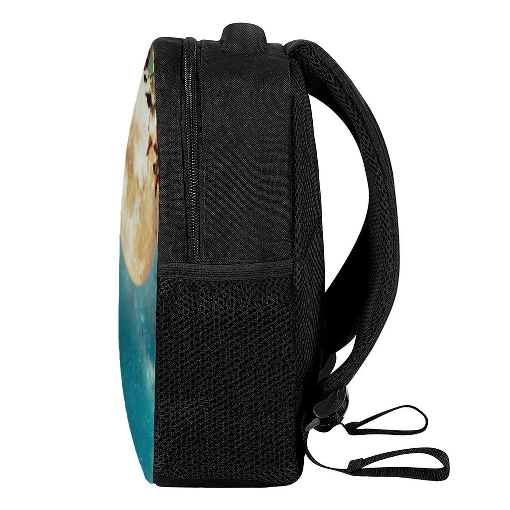 Autumn Full Moon Print Casual Backpack