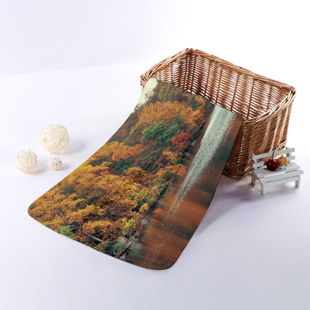 Autumn Lake Print Towel
