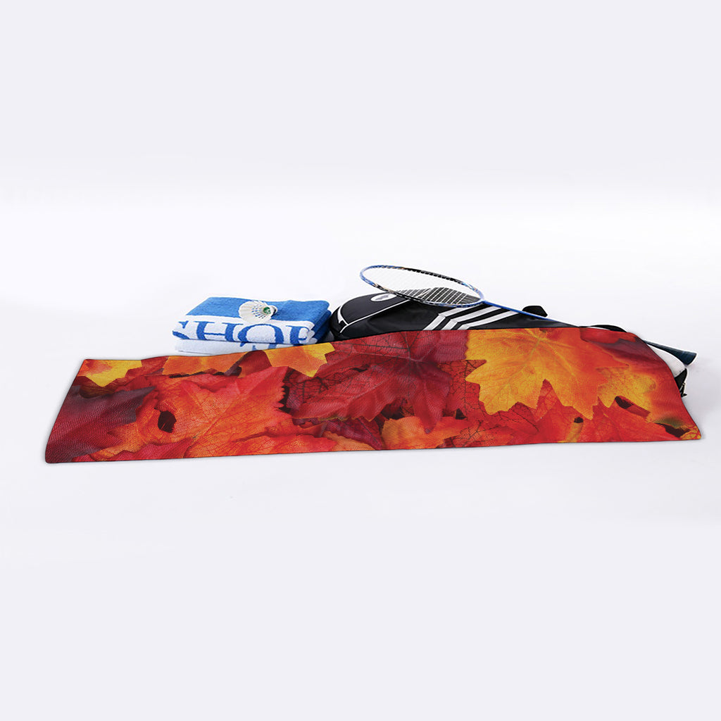 Autumn Maple Leaf Print Sports Towel