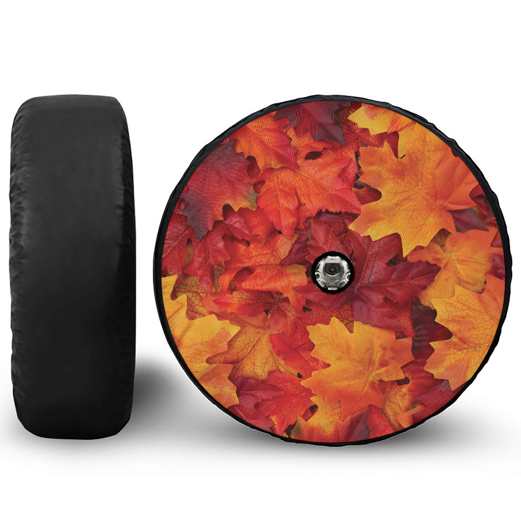 Autumn Maple Leaf Print Tire Cover With Camera Hole