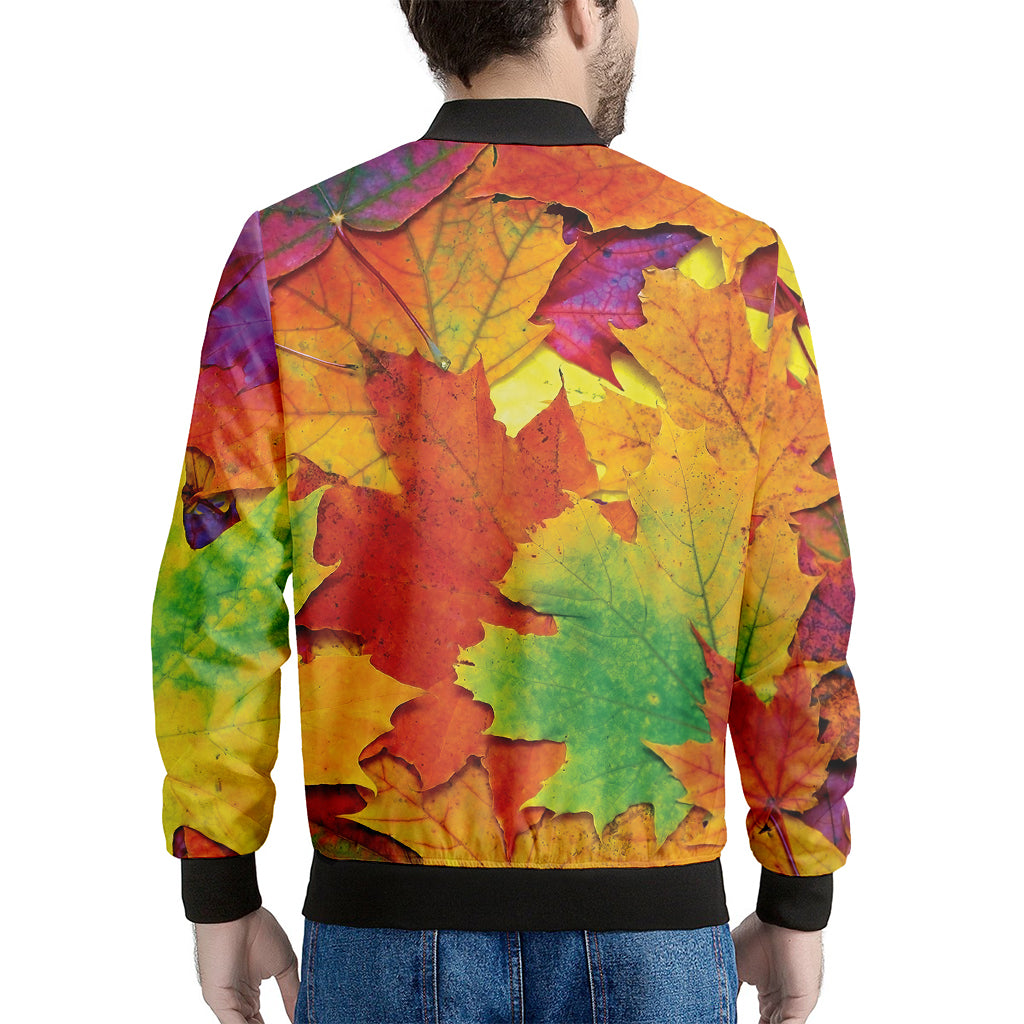 Autumn Maple Leaves Print Men's Bomber Jacket