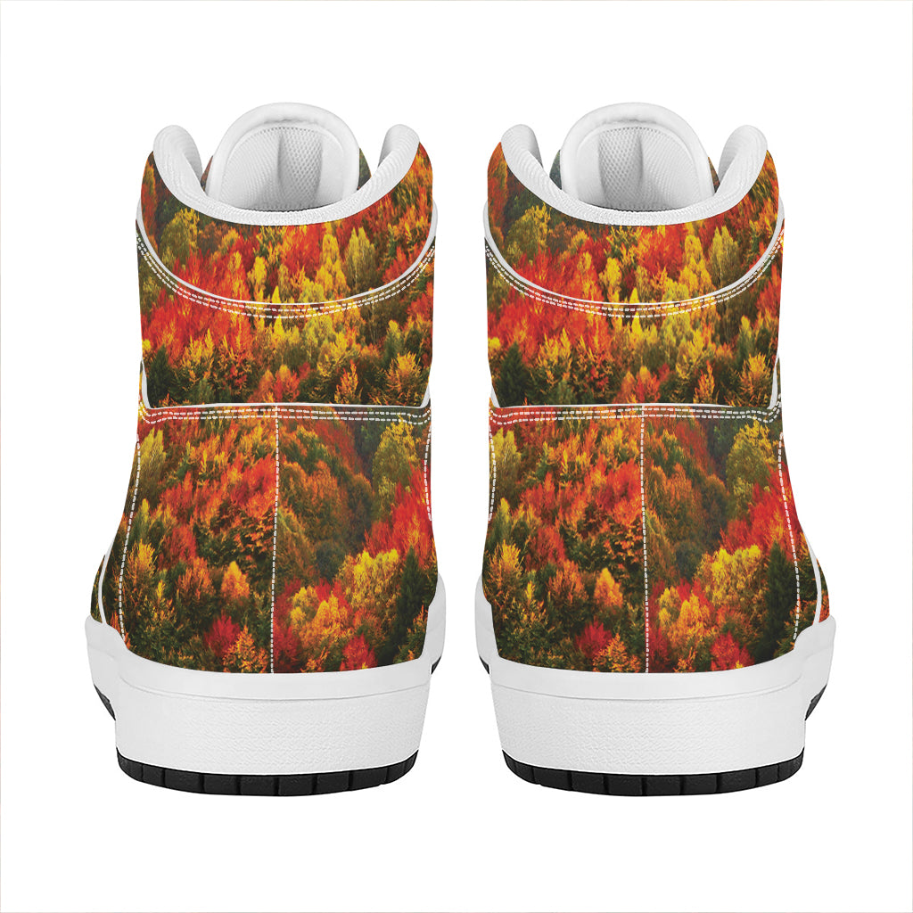 Autumn Mountain Print High Top Leather Sneakers