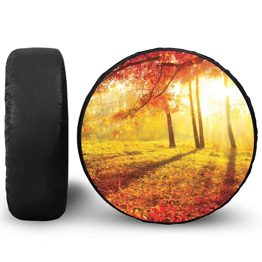 Autumn Trees Print Leather Spare Tire Cover