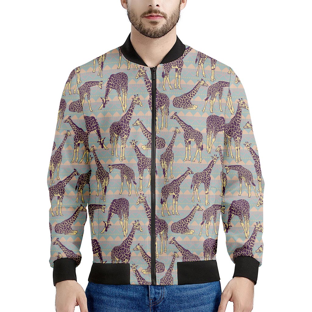 Aztec Giraffe Pattern Print Men's Bomber Jacket