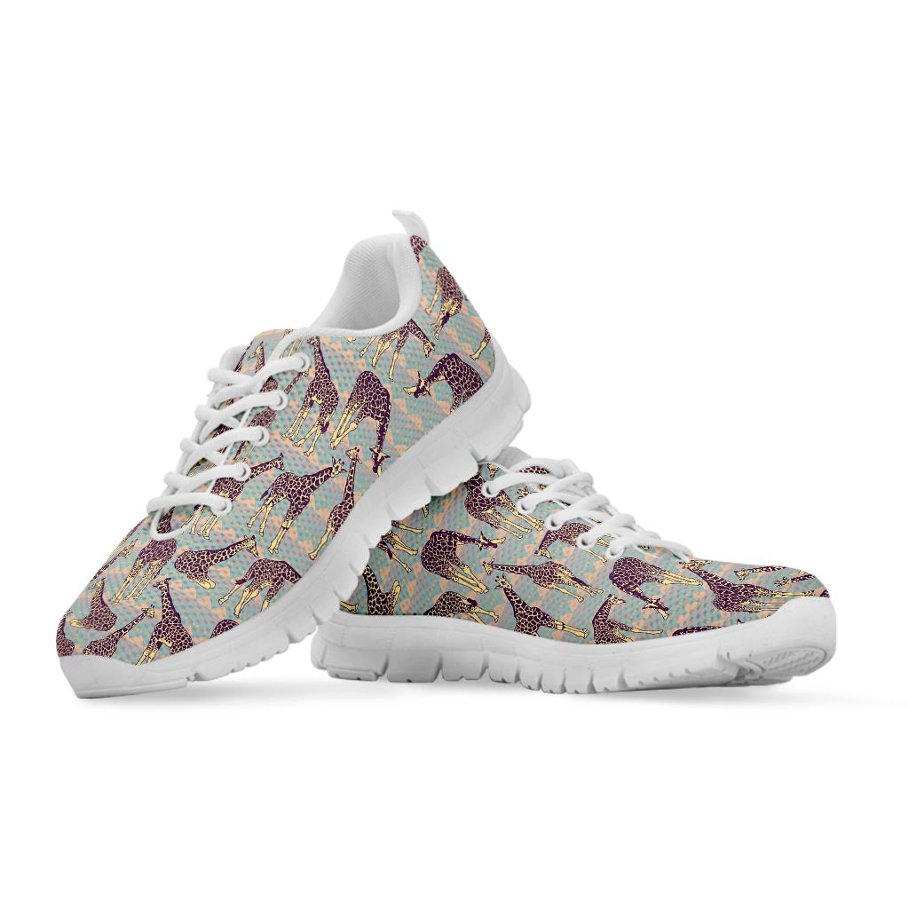 Aztec Giraffe Pattern Print White Running Shoes