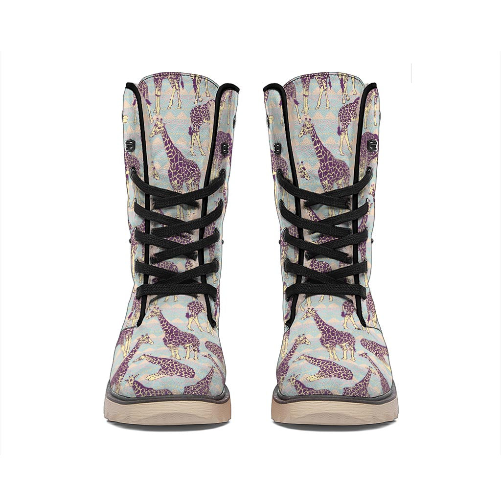 Aztec Giraffe Pattern Print Winter Boots