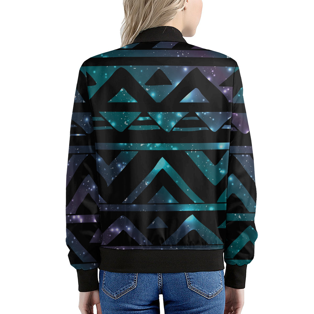 Aztec Tribal Galaxy Pattern Print Women's Bomber Jacket