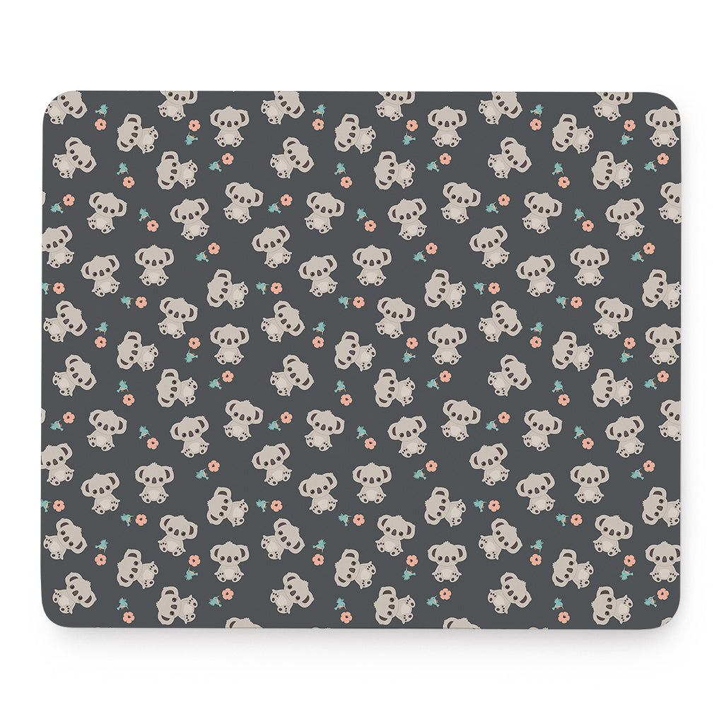Baby Koala And Floral Pattern Print Mouse Pad