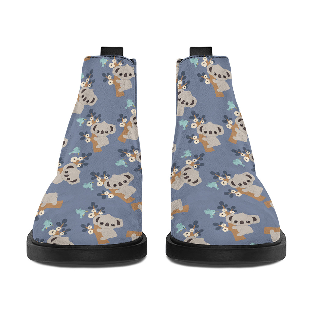 Baby Koala Pattern Print Flat Ankle Boots