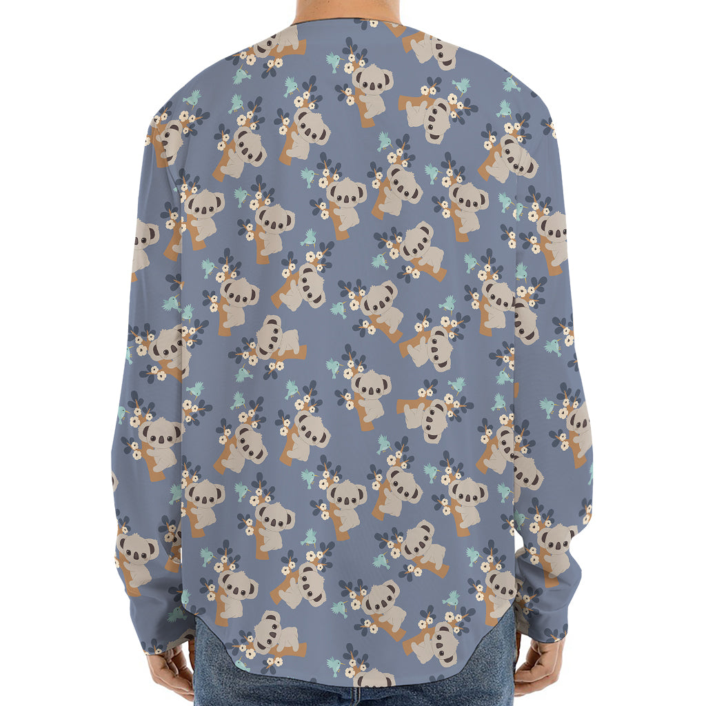 Baby Koala Pattern Print Long Sleeve Baseball Jersey