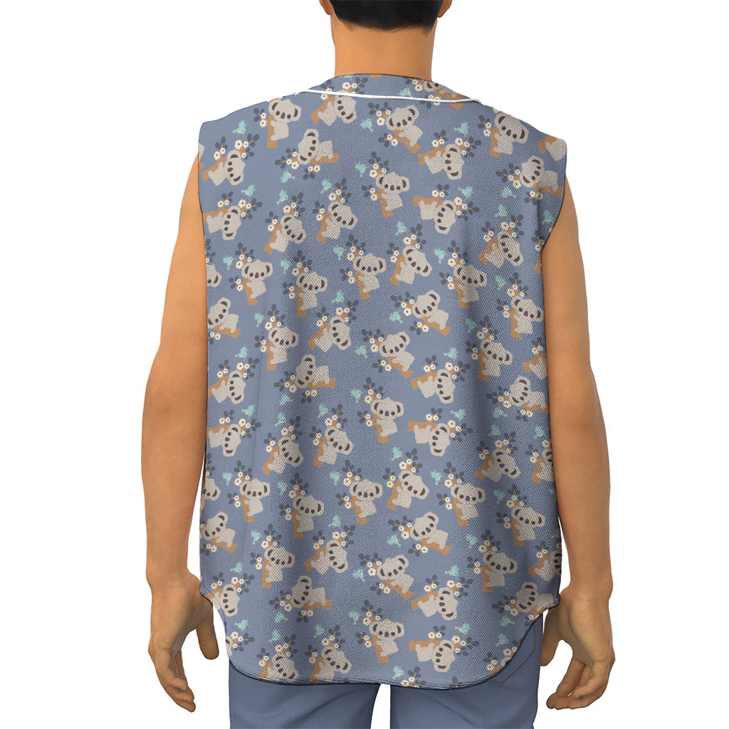 Baby Koala Pattern Print Sleeveless Baseball Jersey