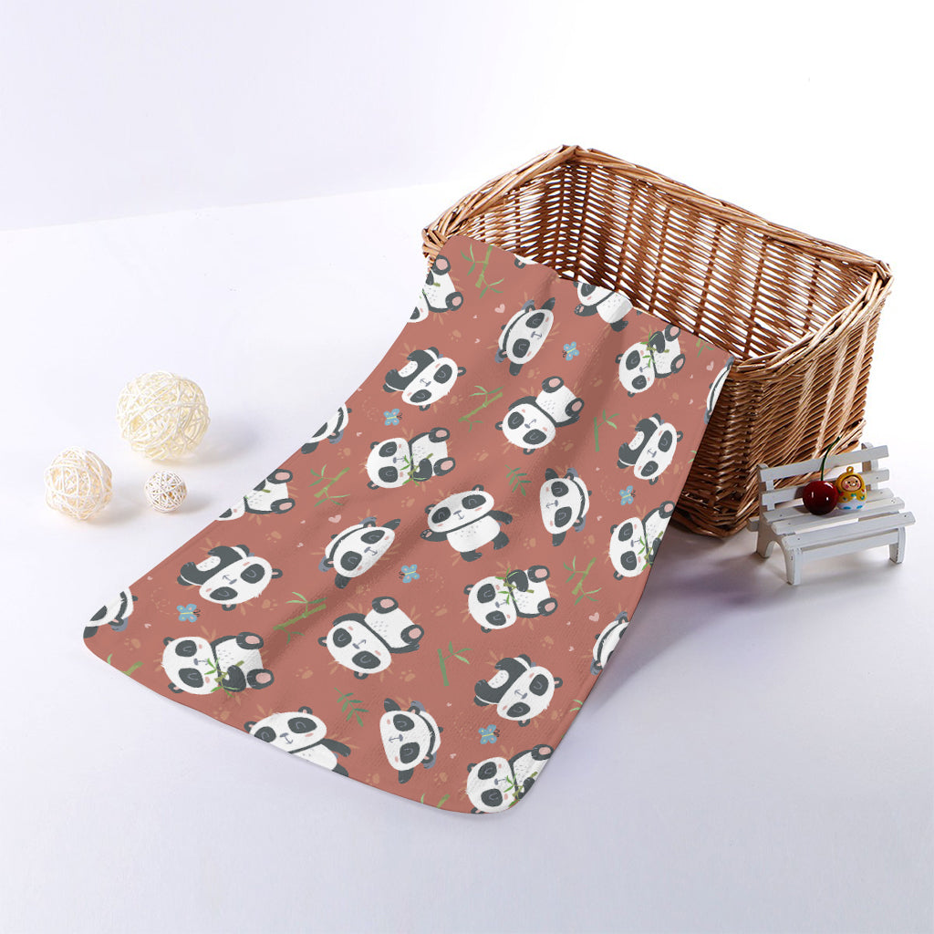 Baby Panda And Bamboo Pattern Print Towel