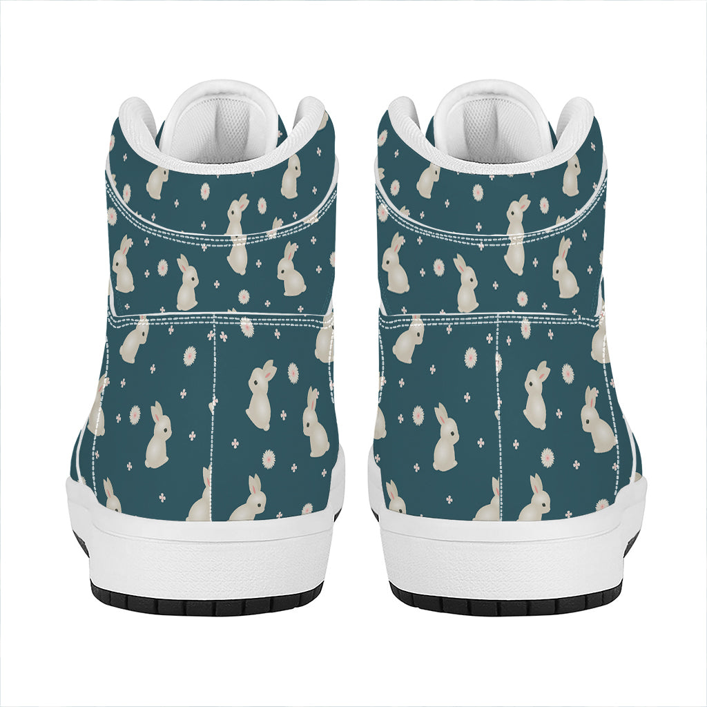 Baby Rabbit Pattern Print High Top Leather Sneakers