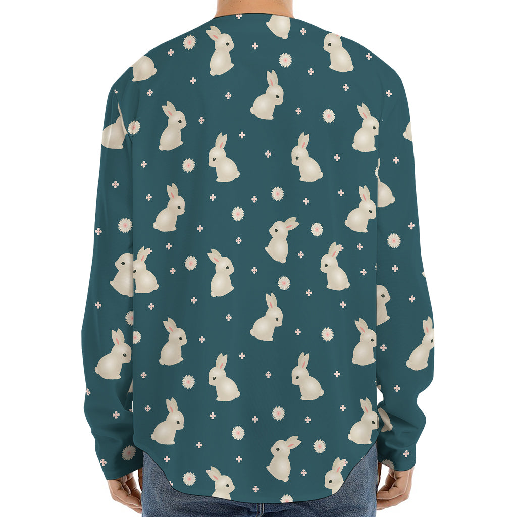 Baby Rabbit Pattern Print Long Sleeve Baseball Jersey