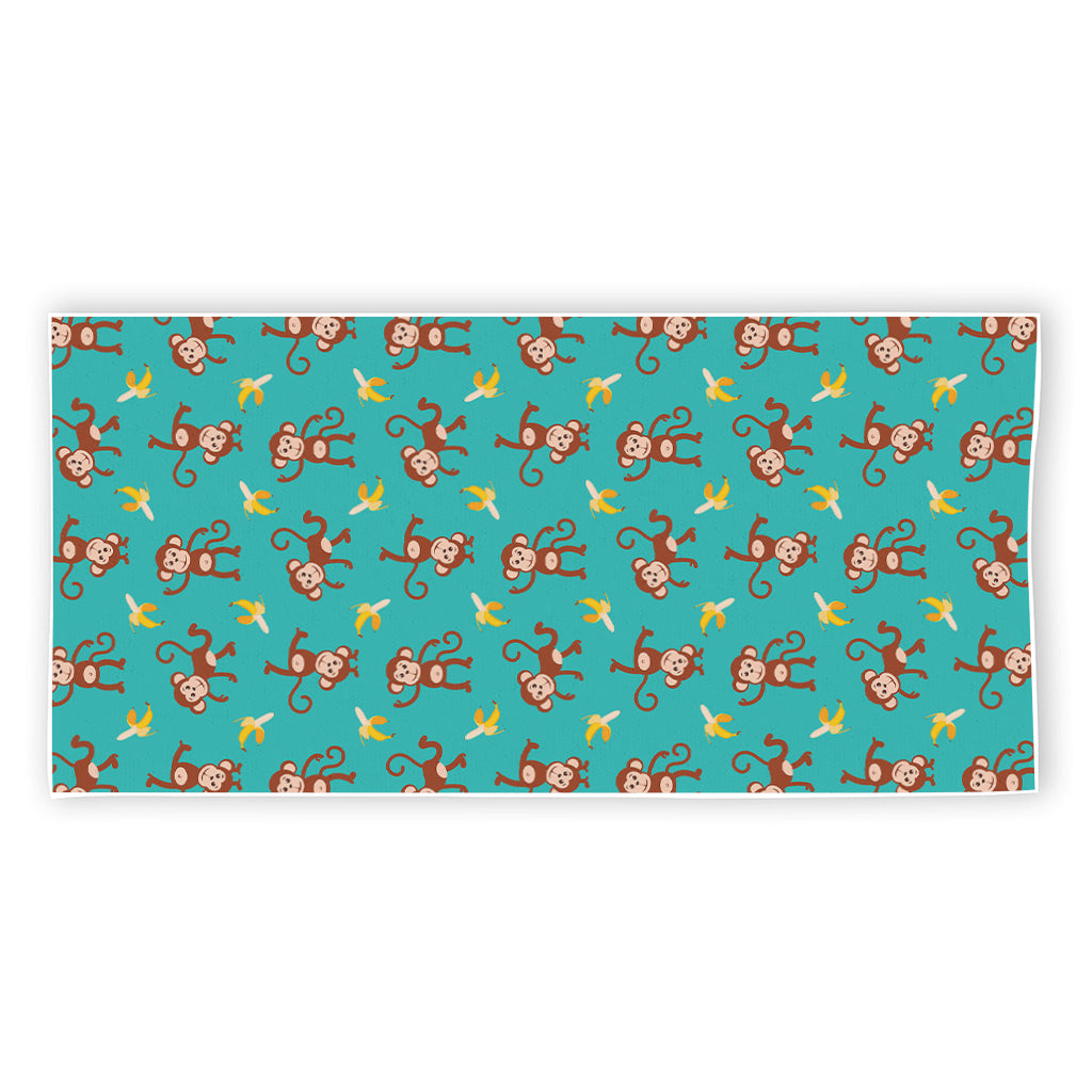 Banana And Monkey Pattern Print Beach Towel