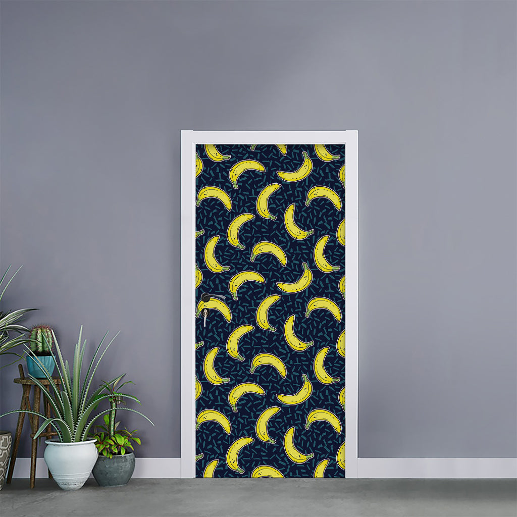 Banana Fruit Pattern Print Door Sticker