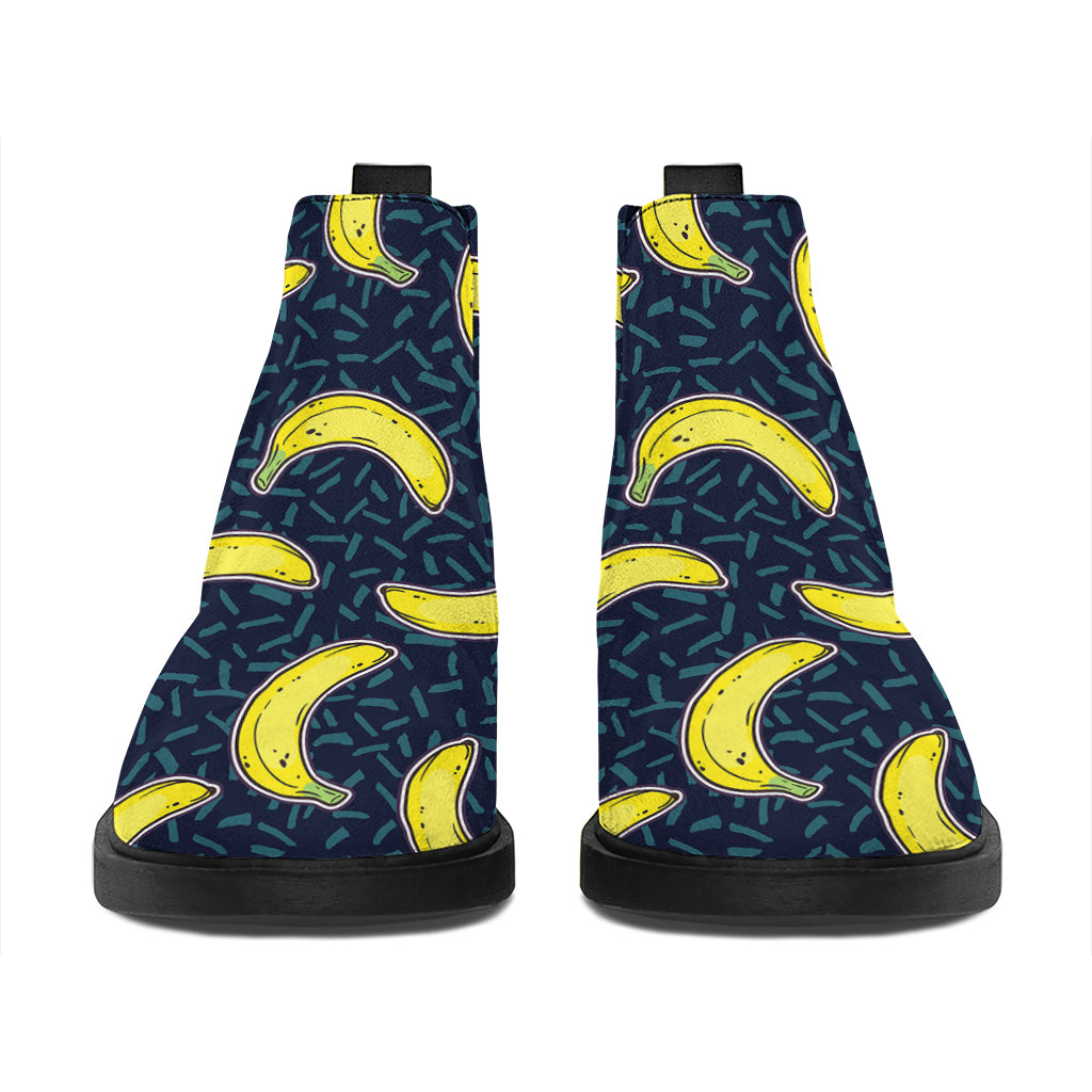 Banana Fruit Pattern Print Flat Ankle Boots
