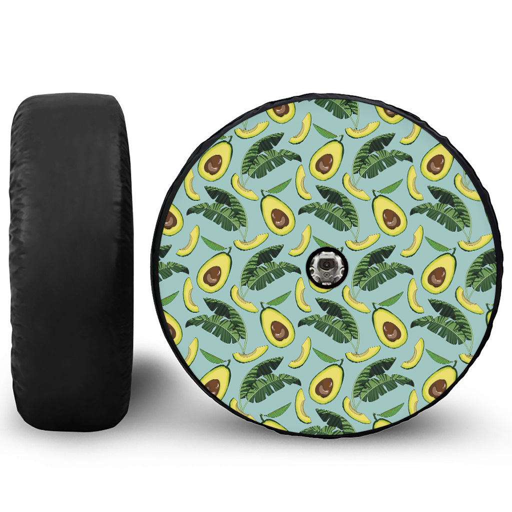 Banana Leaf Avocado Pattern Print Tire Cover With Camera Hole