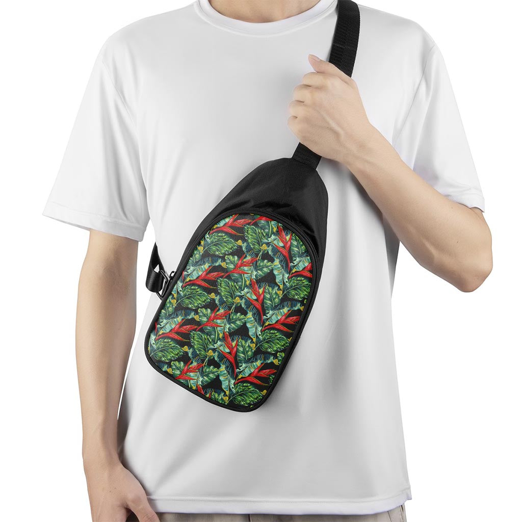 Banana Leaf Hawaiian Pattern Print Chest Bag