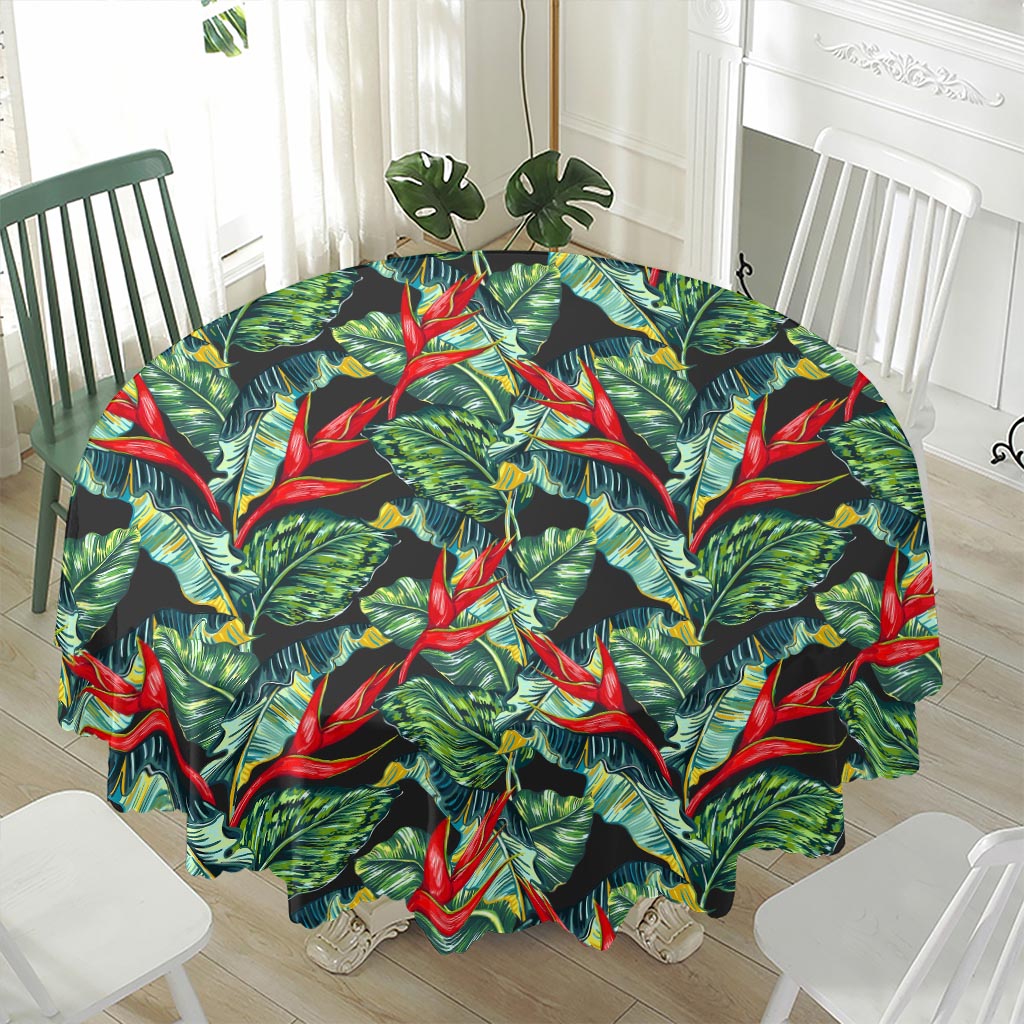 Banana Leaf Hawaiian Pattern Print Waterproof Round Tablecloth