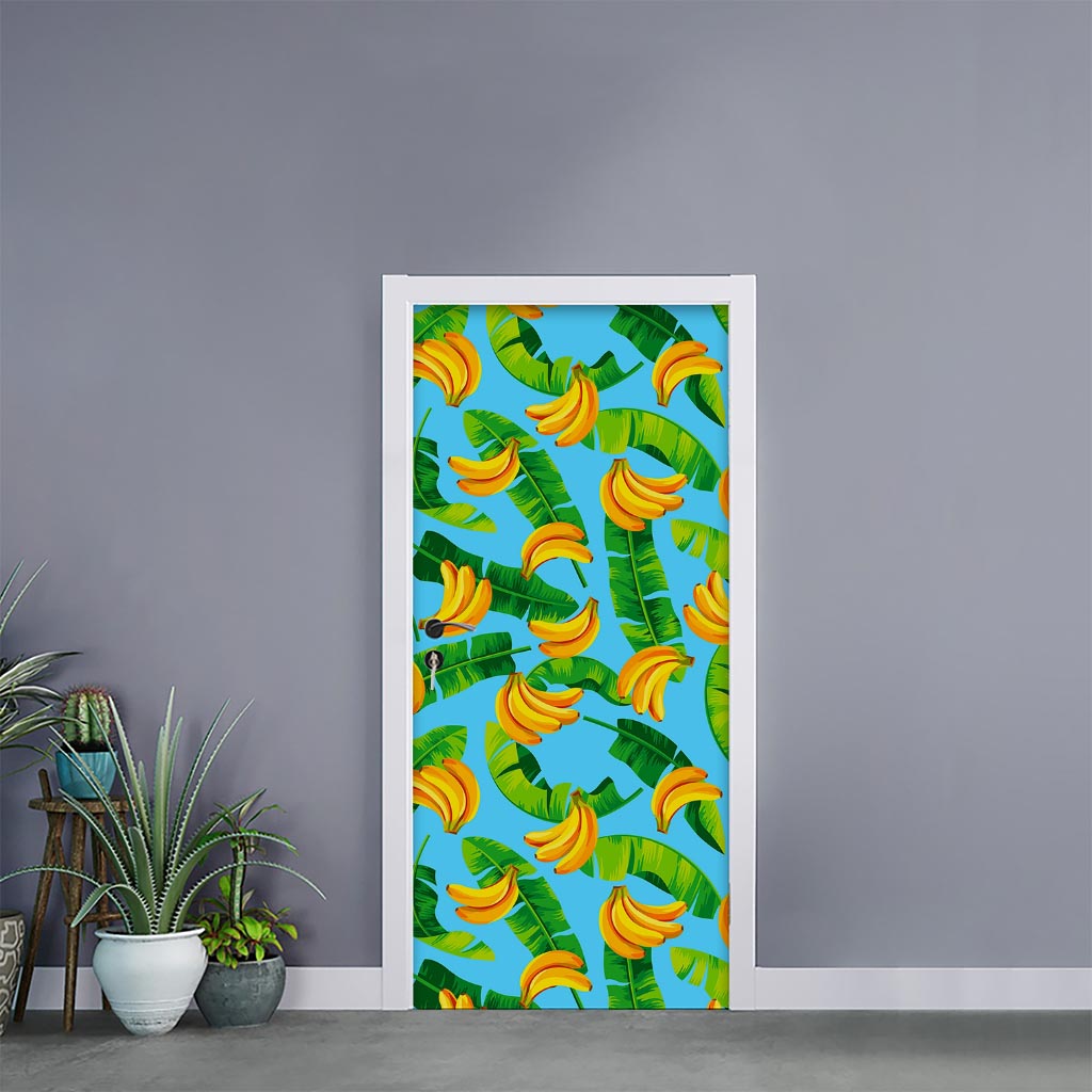 Banana Leaf Pattern Print Door Sticker