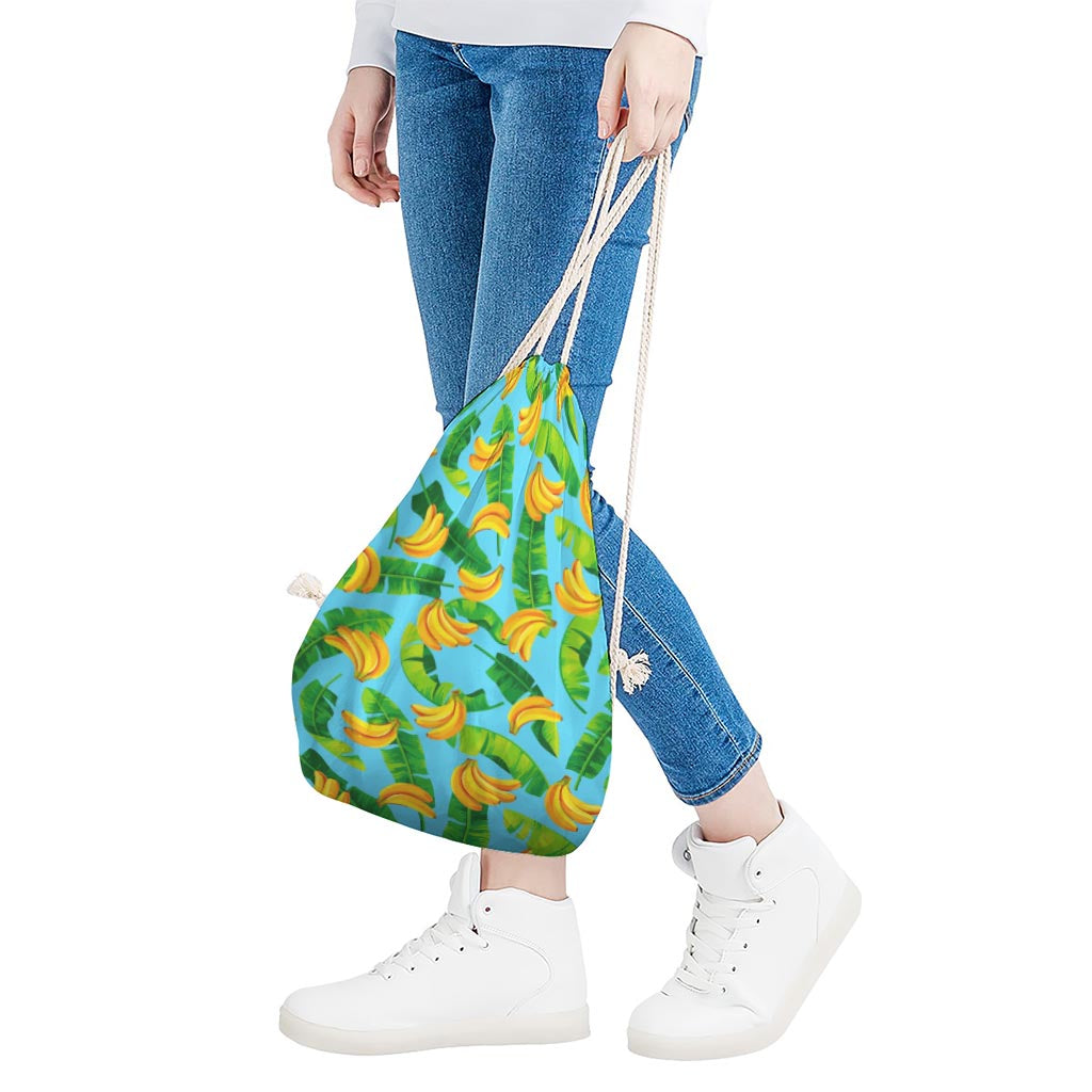 Banana Leaf Pattern Print Drawstring Bag