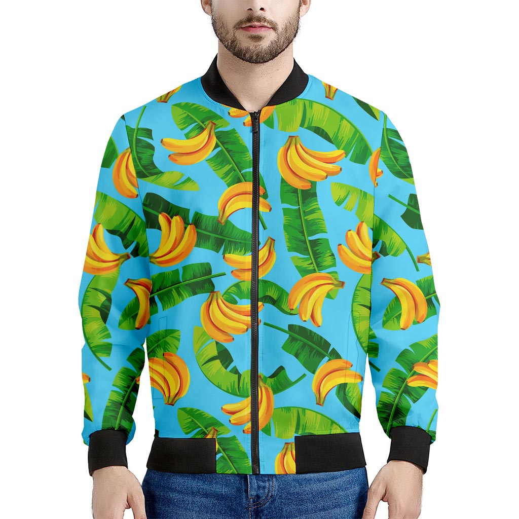 Banana Leaf Pattern Print Men's Bomber Jacket