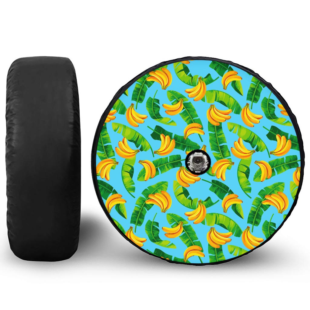 Banana Leaf Pattern Print Tire Cover With Camera Hole