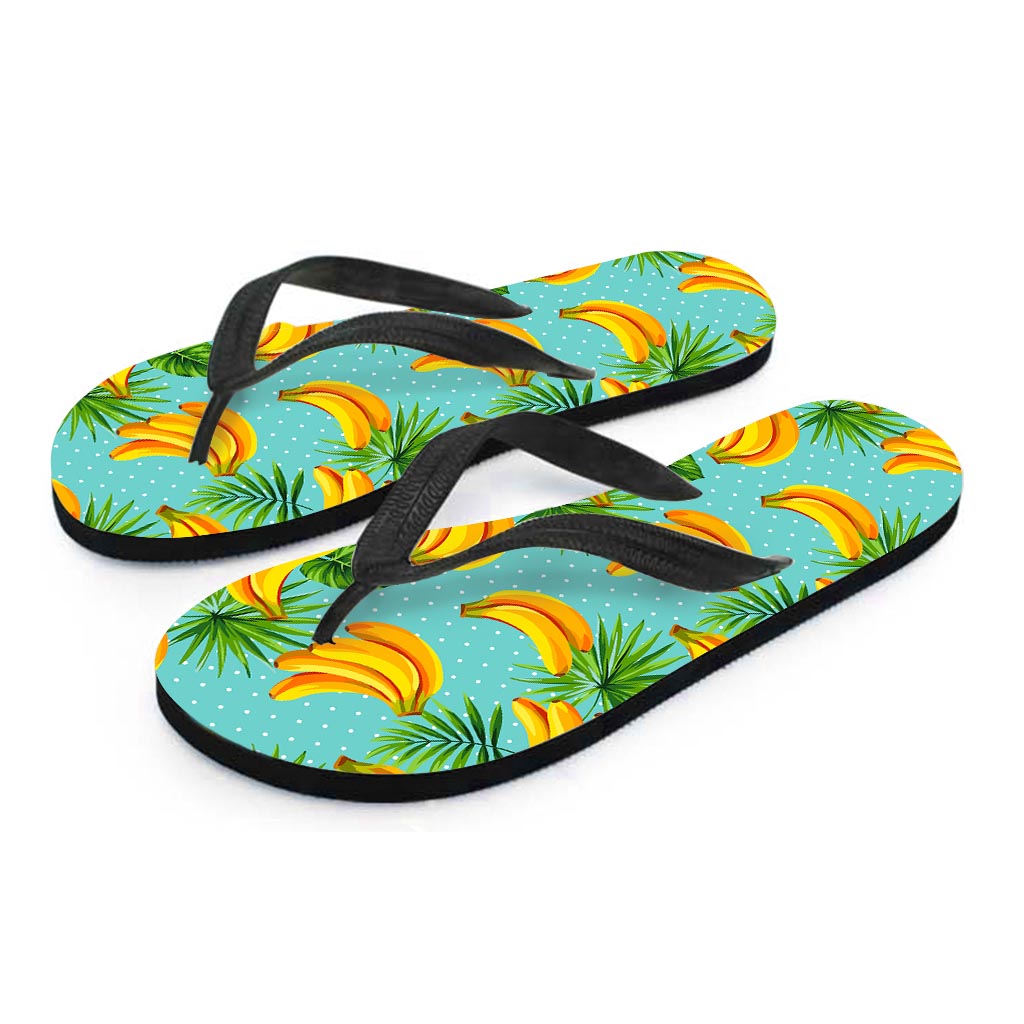 Banana Palm Leaf Pattern Print Flip Flops