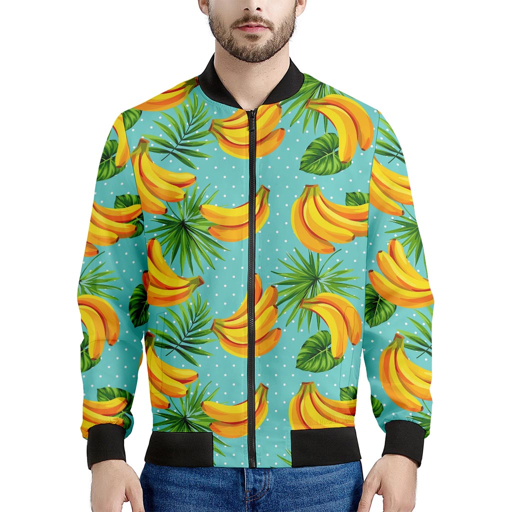 Banana Palm Leaf Pattern Print Men's Bomber Jacket