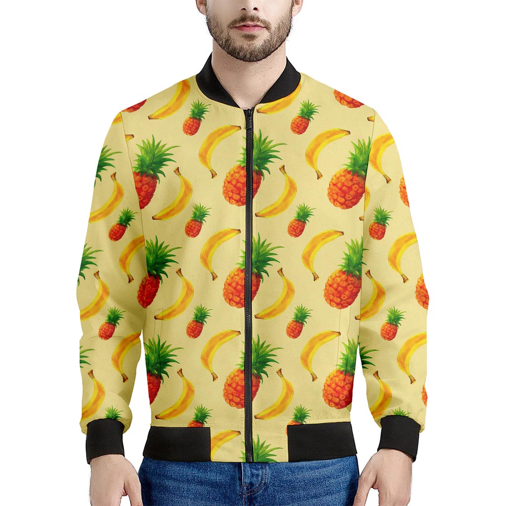 Banana Pineapple Pattern Print Men's Bomber Jacket
