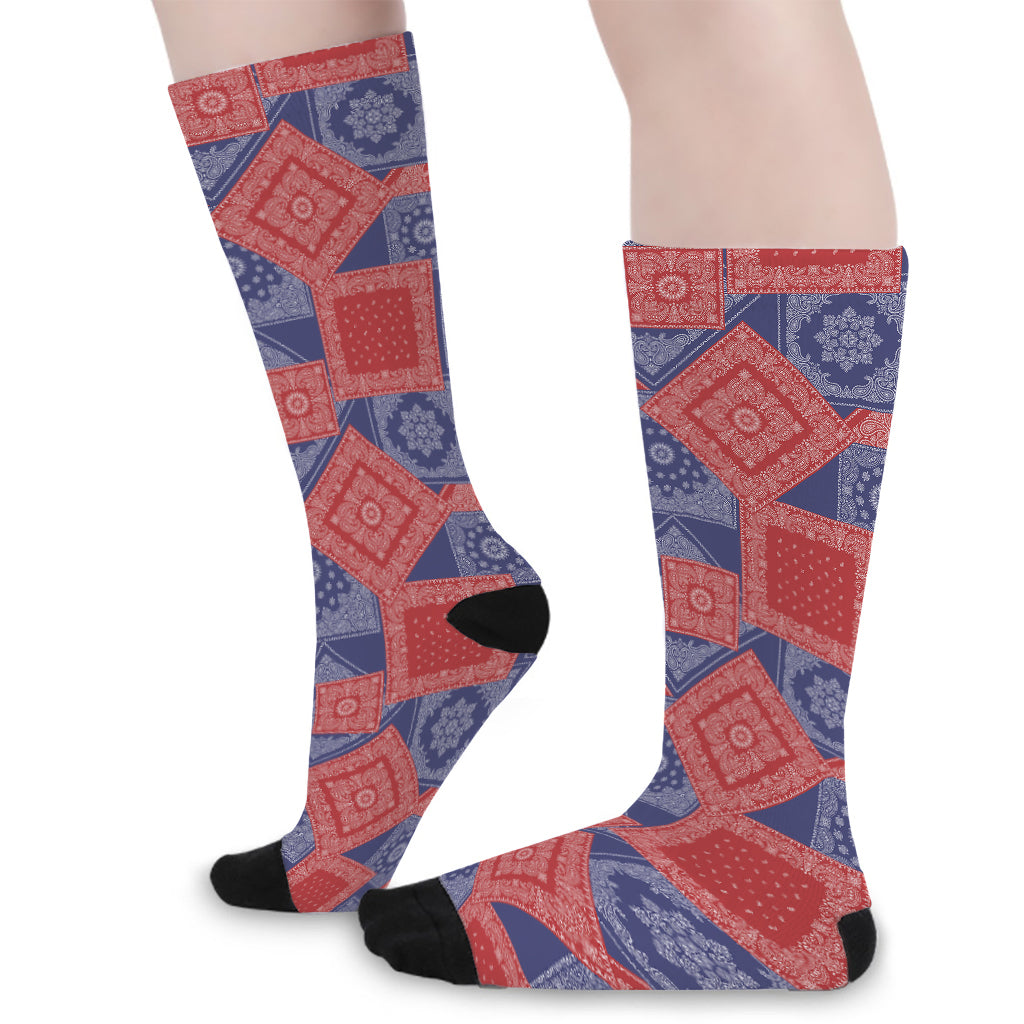 Bandanna Patchwork Pattern Print Long Socks