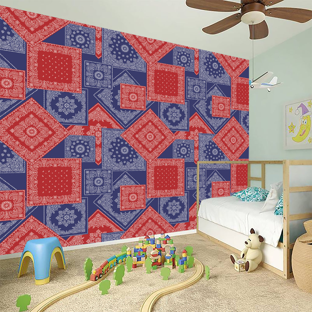 Bandanna Patchwork Pattern Print Wall Sticker