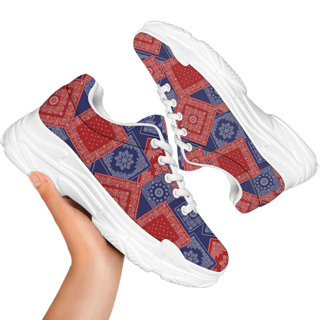 Bandanna Patchwork Pattern Print White Chunky Shoes