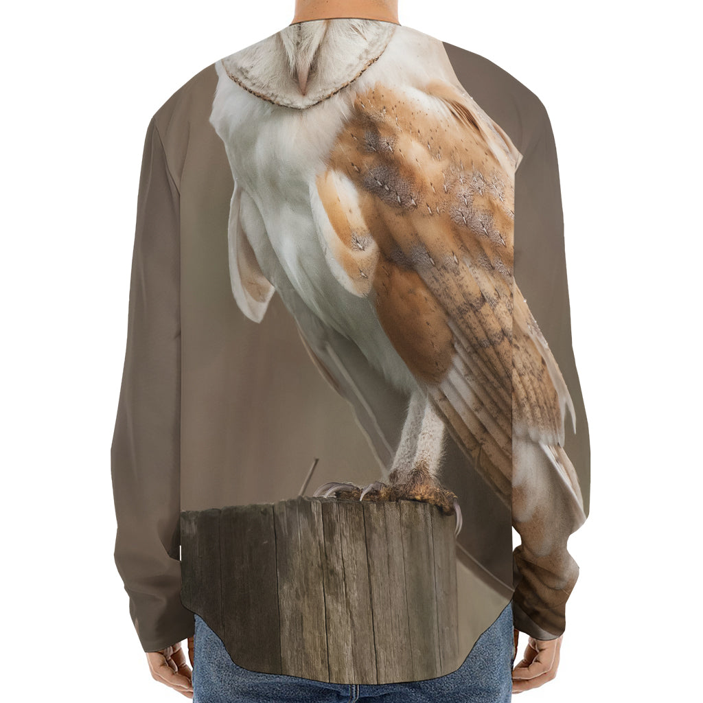 Barn Owl Print Long Sleeve Baseball Jersey