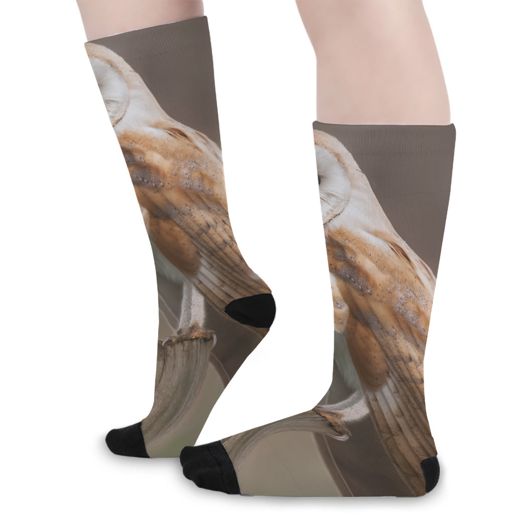 Barn Owl Print Long Socks
