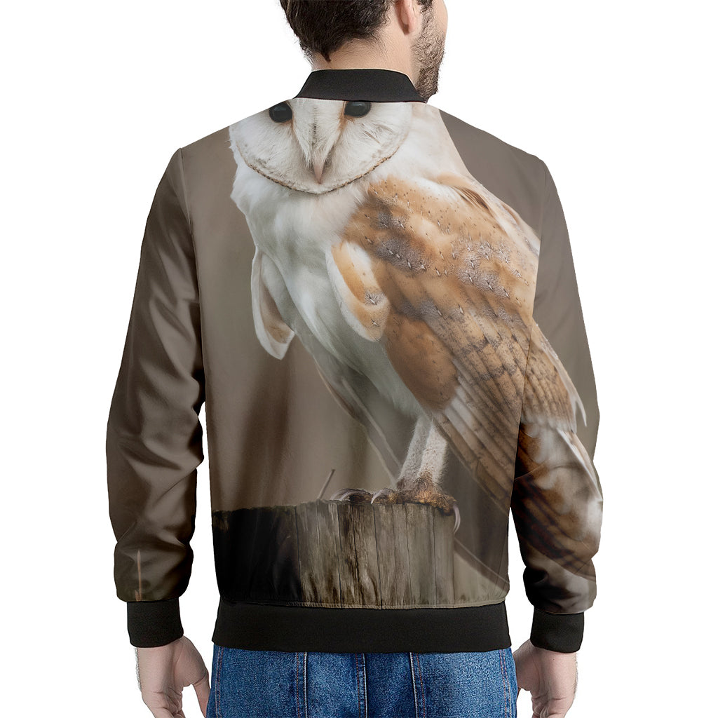 Barn Owl Print Men's Bomber Jacket