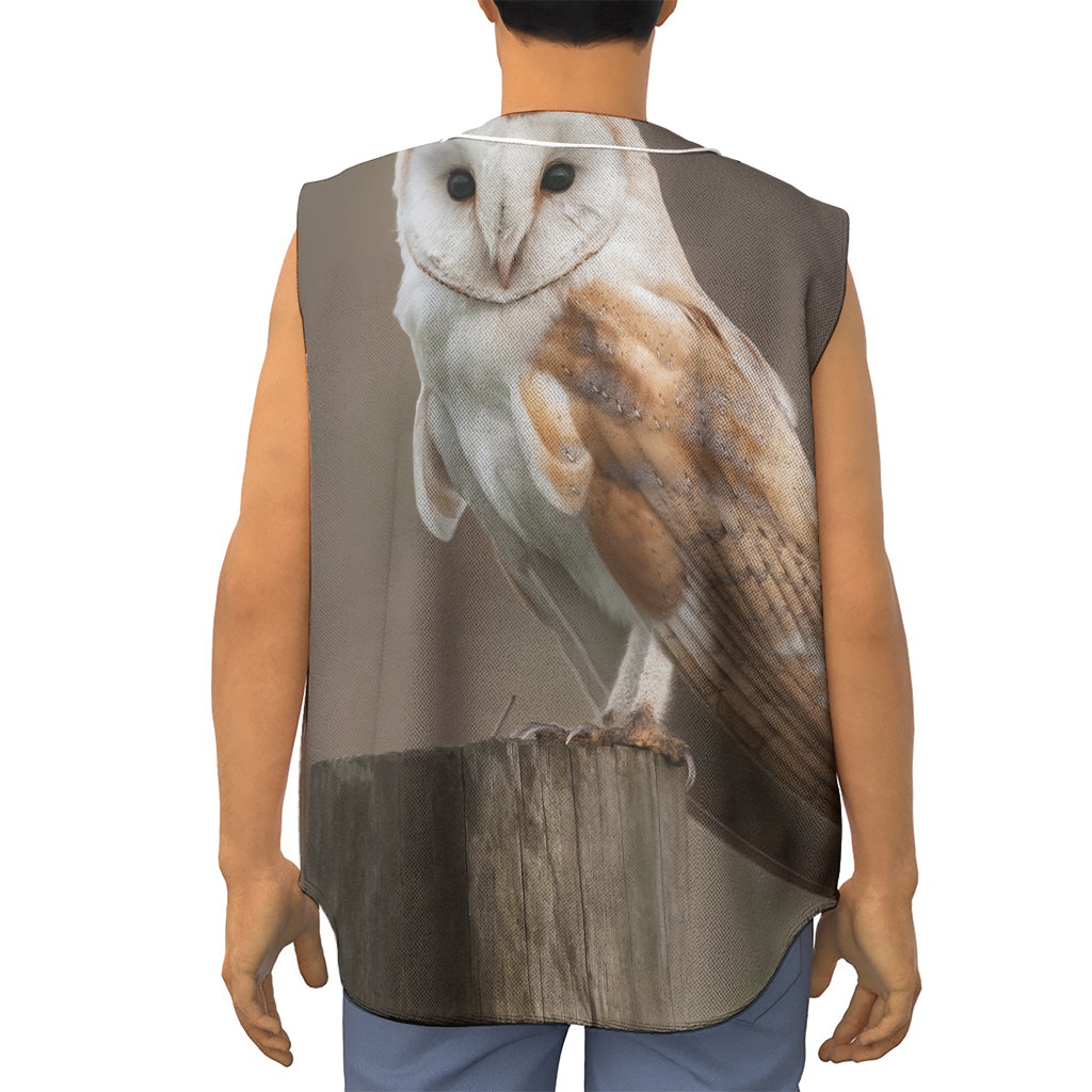 Barn Owl Print Sleeveless Baseball Jersey
