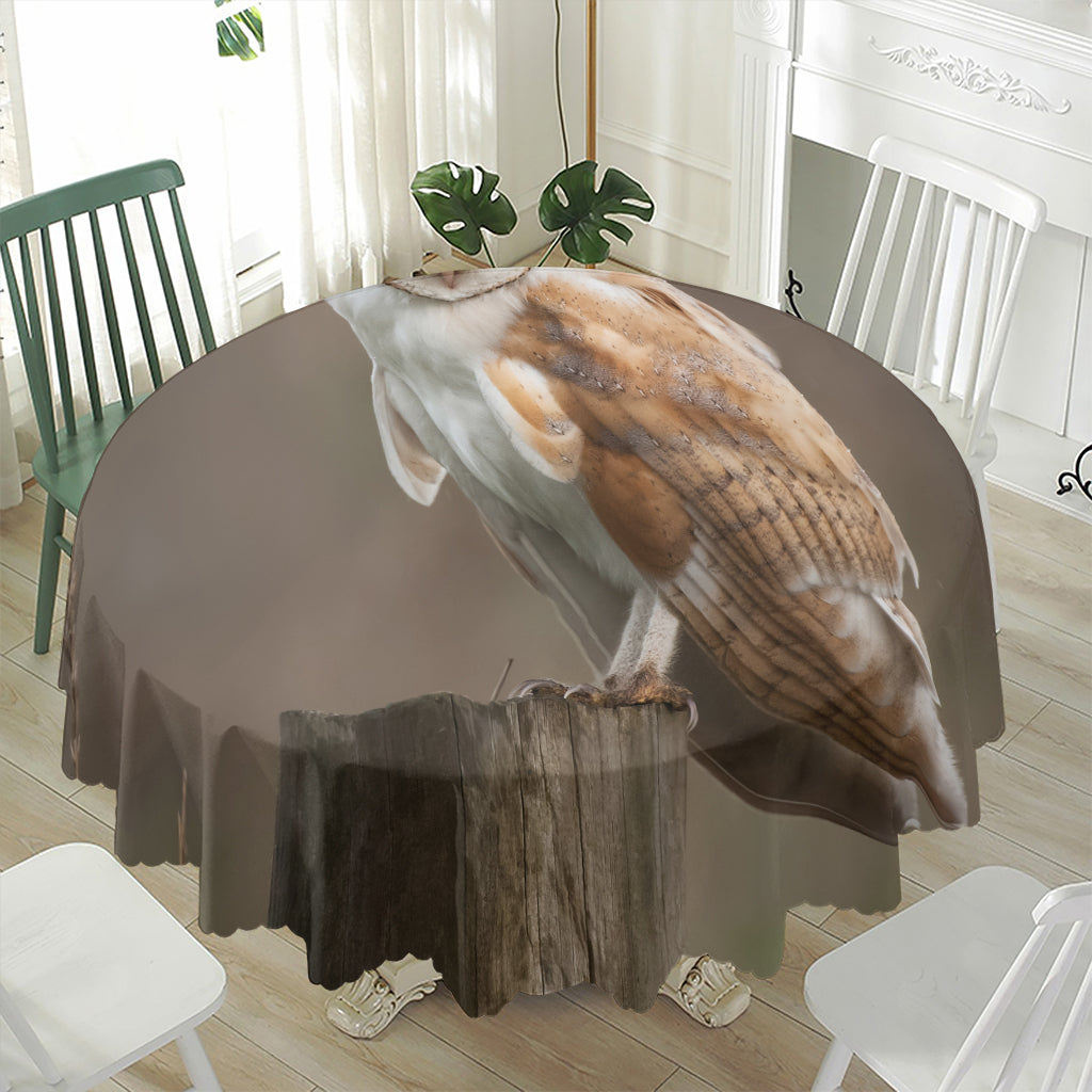Barn Owl Print Waterproof Round Tablecloth