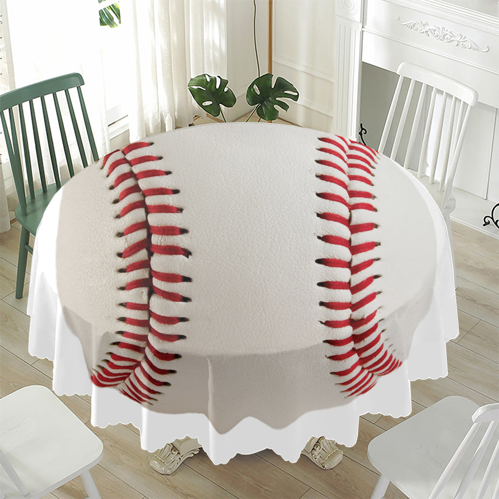Baseball Stitching Print Waterproof Round Tablecloth