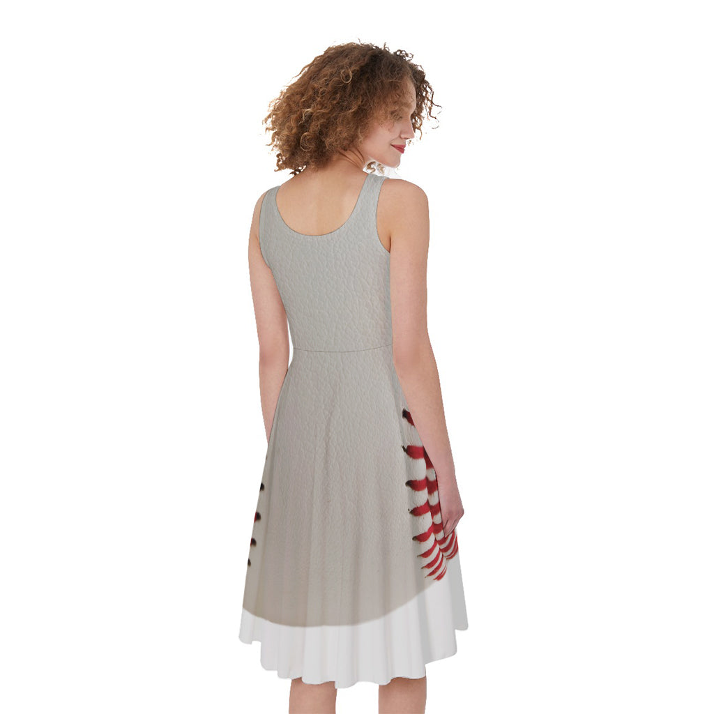 Baseball Stitching Print Women's Sleeveless Dress