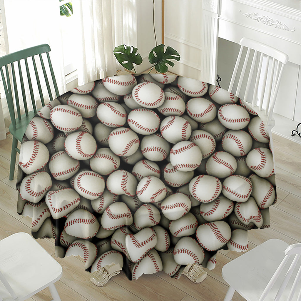 Baseballs 3D Print Waterproof Round Tablecloth