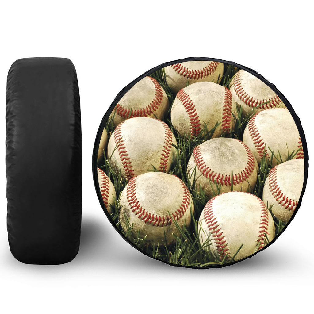 Baseballs On Field Print Tire Cover