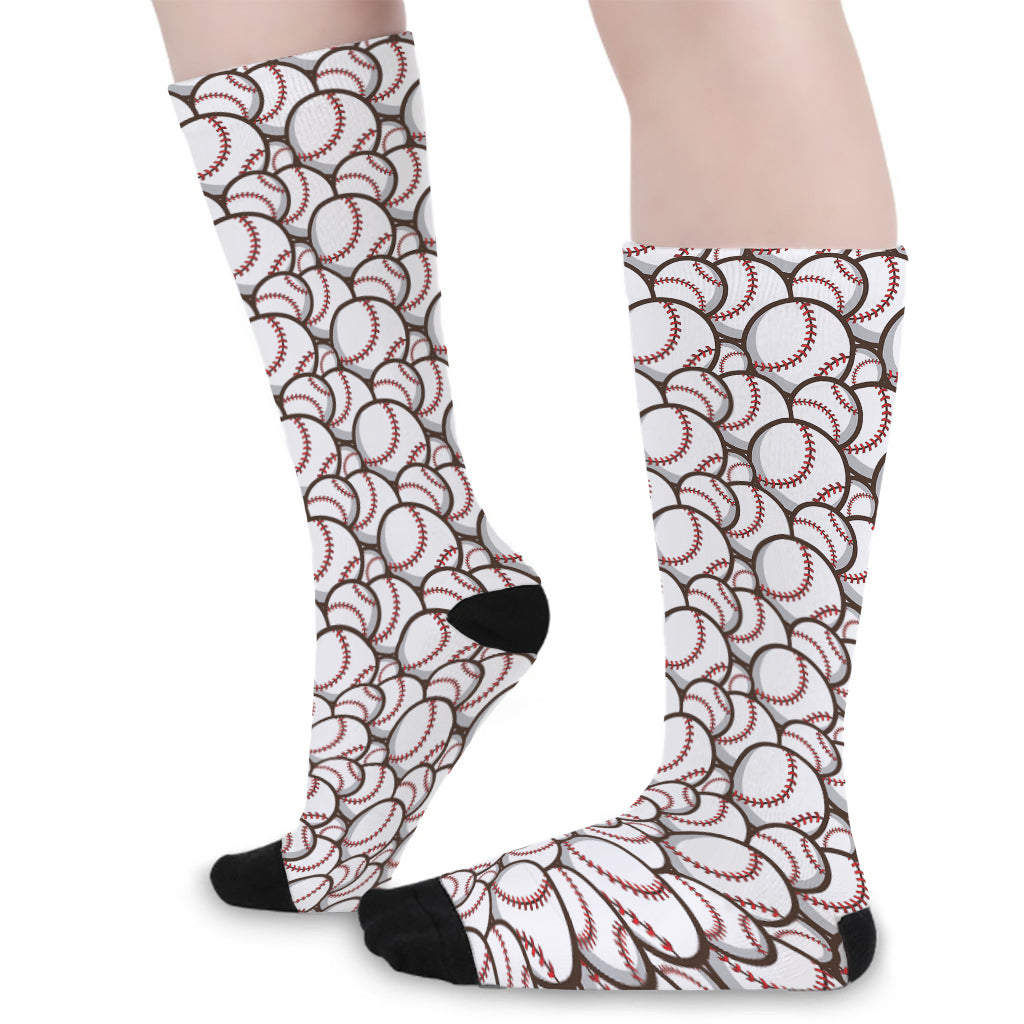 Baseballs Pattern Print Long Socks