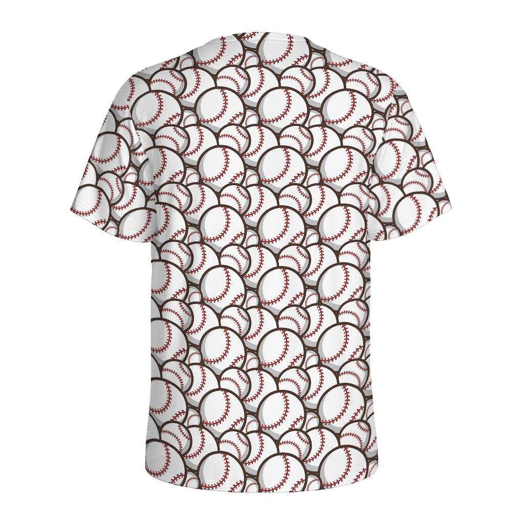 Baseballs Pattern Print Men's Sports T-Shirt