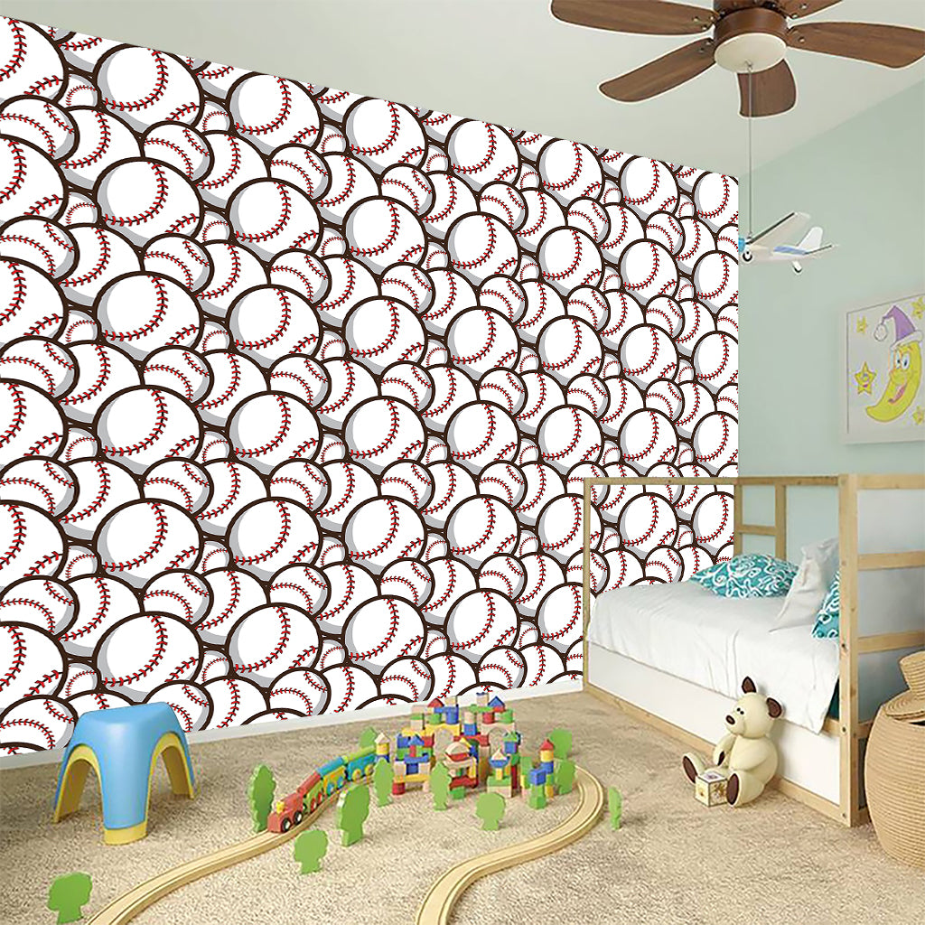 Baseballs Pattern Print Wall Sticker